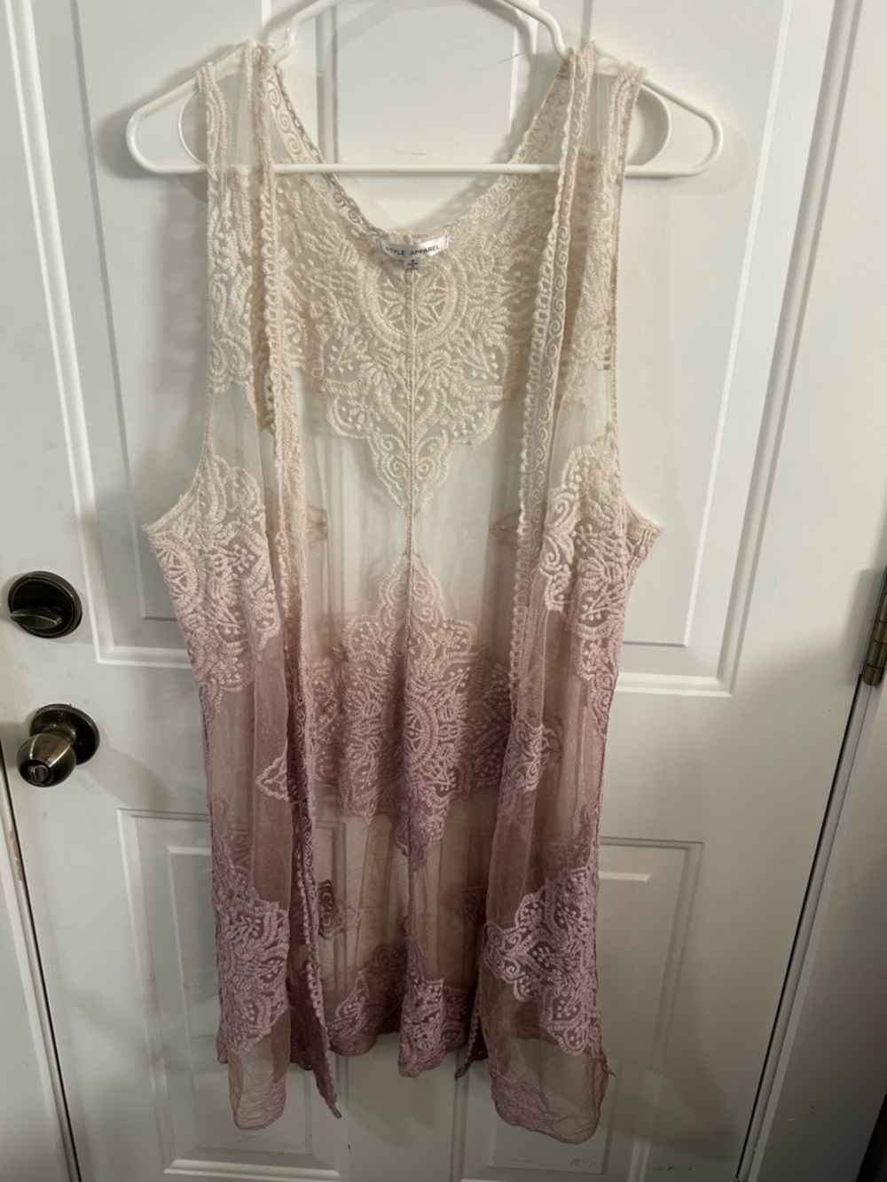 Sheer Embroidered Sleeveless kimono- Blush Ombre